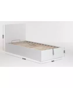 Letto singolo 'hi box' bianco con rete e contenitore, 90x190 cm